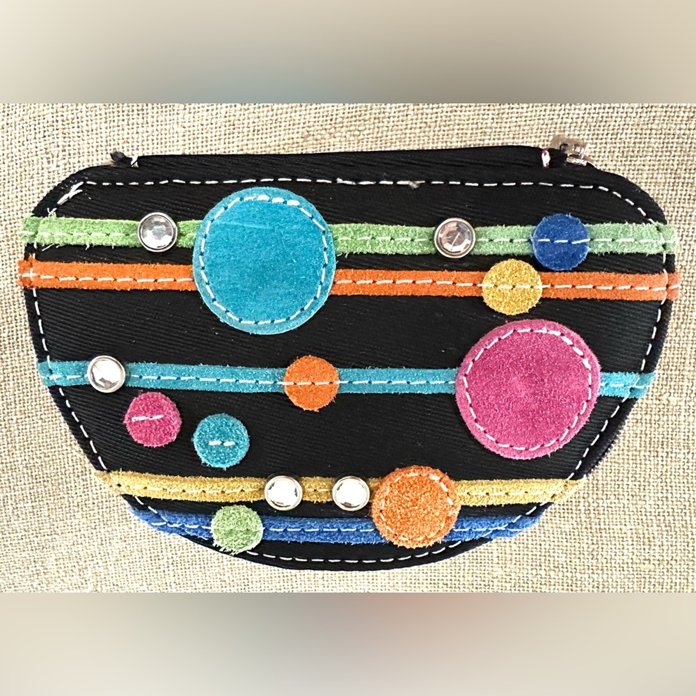 Sydney Love Design Jewelry Pouch Bag Textile Leather Suede Rhinestones Colorful